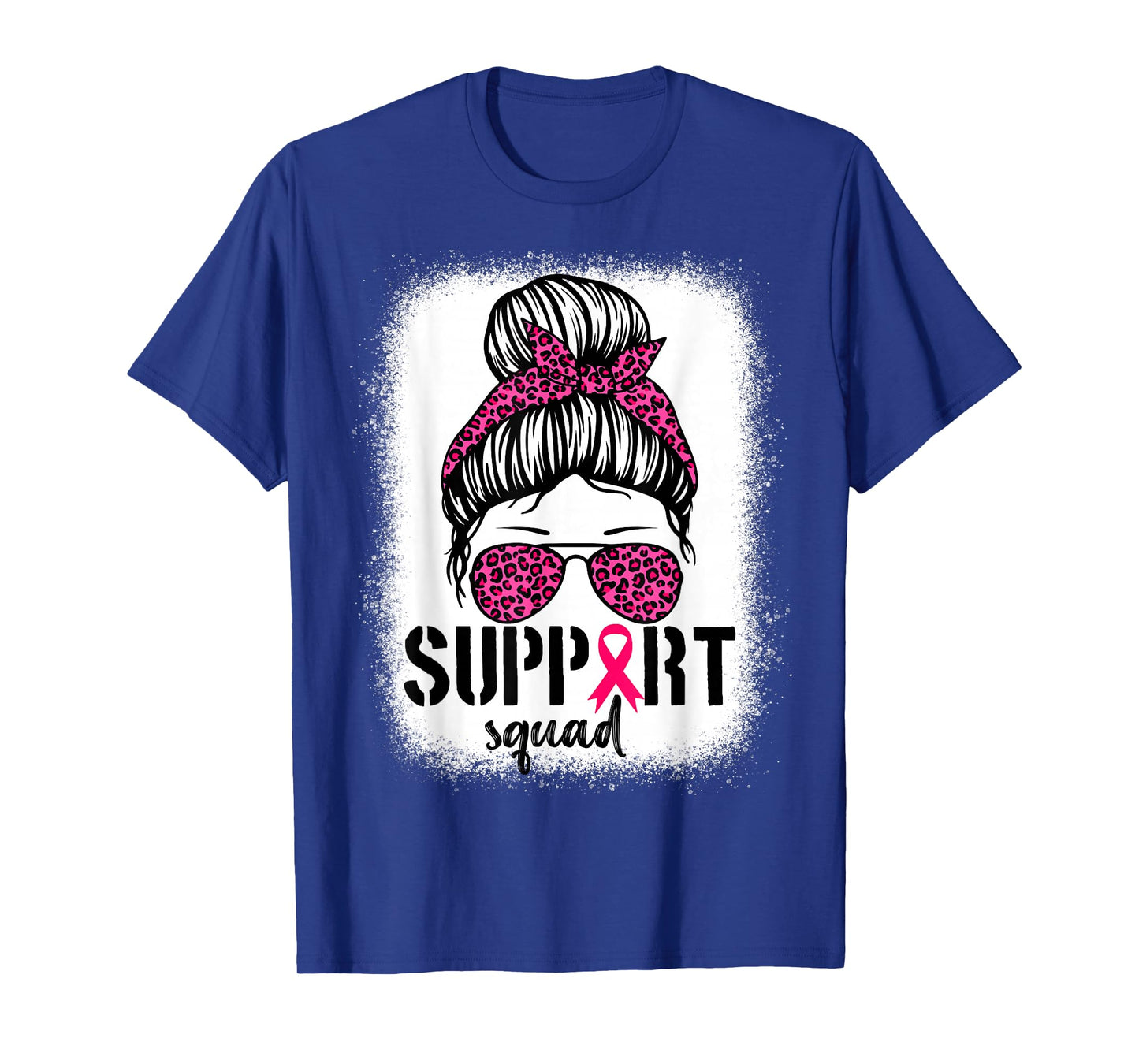 Support Squad Messy Bun Warrior Breast Cancer Awareness T-Shirt