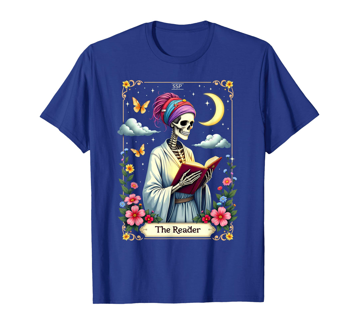 The Reader Tarot Card Skeleton Reading Book Halloween T-Shirt