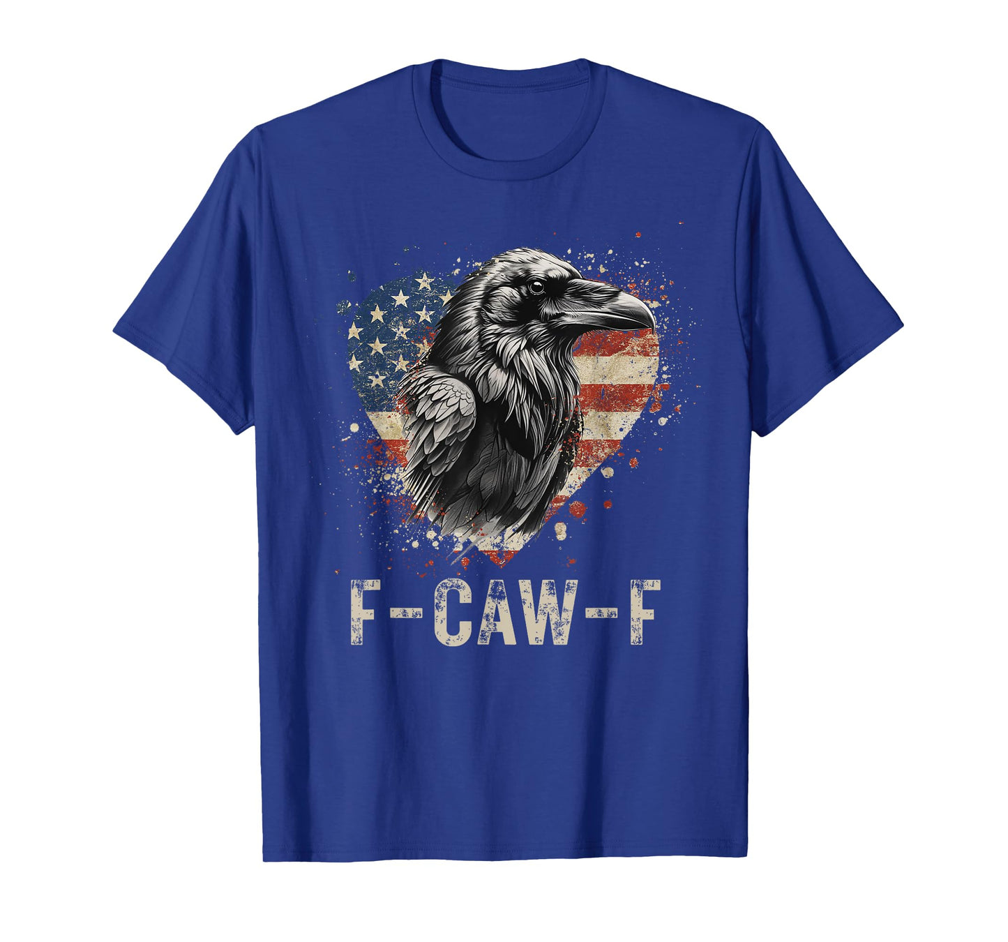 F-Caw-F Black Crow Black Bird Heart USA Flag Vintage T-Shirt