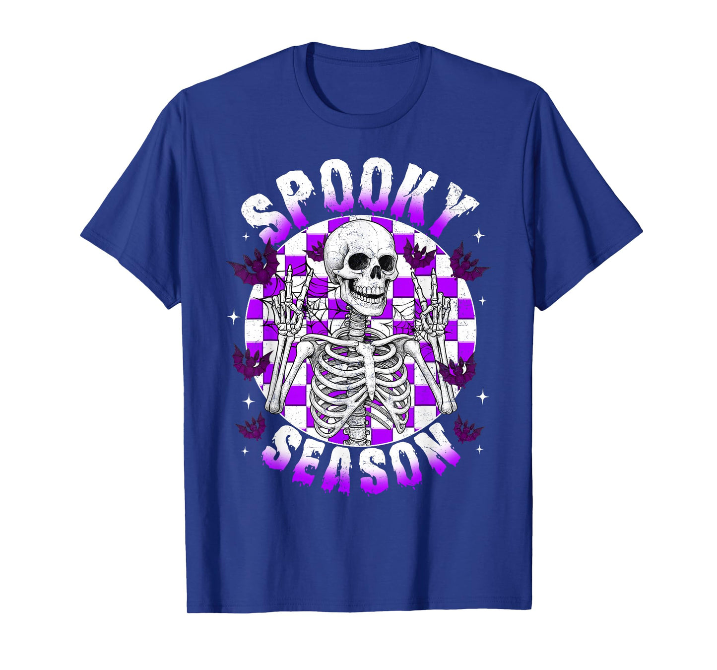 Spooky Season Skeleton Peace Hand Sign Happy Halloween Boys T-Shirt