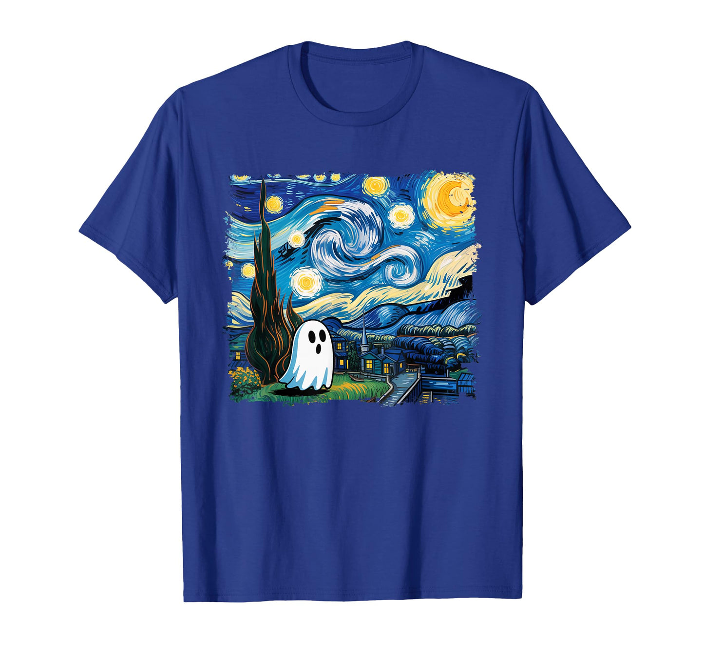 Funny Halloween Boo Sheet Ghost Starry Night Van Gogh Boys T-Shirt