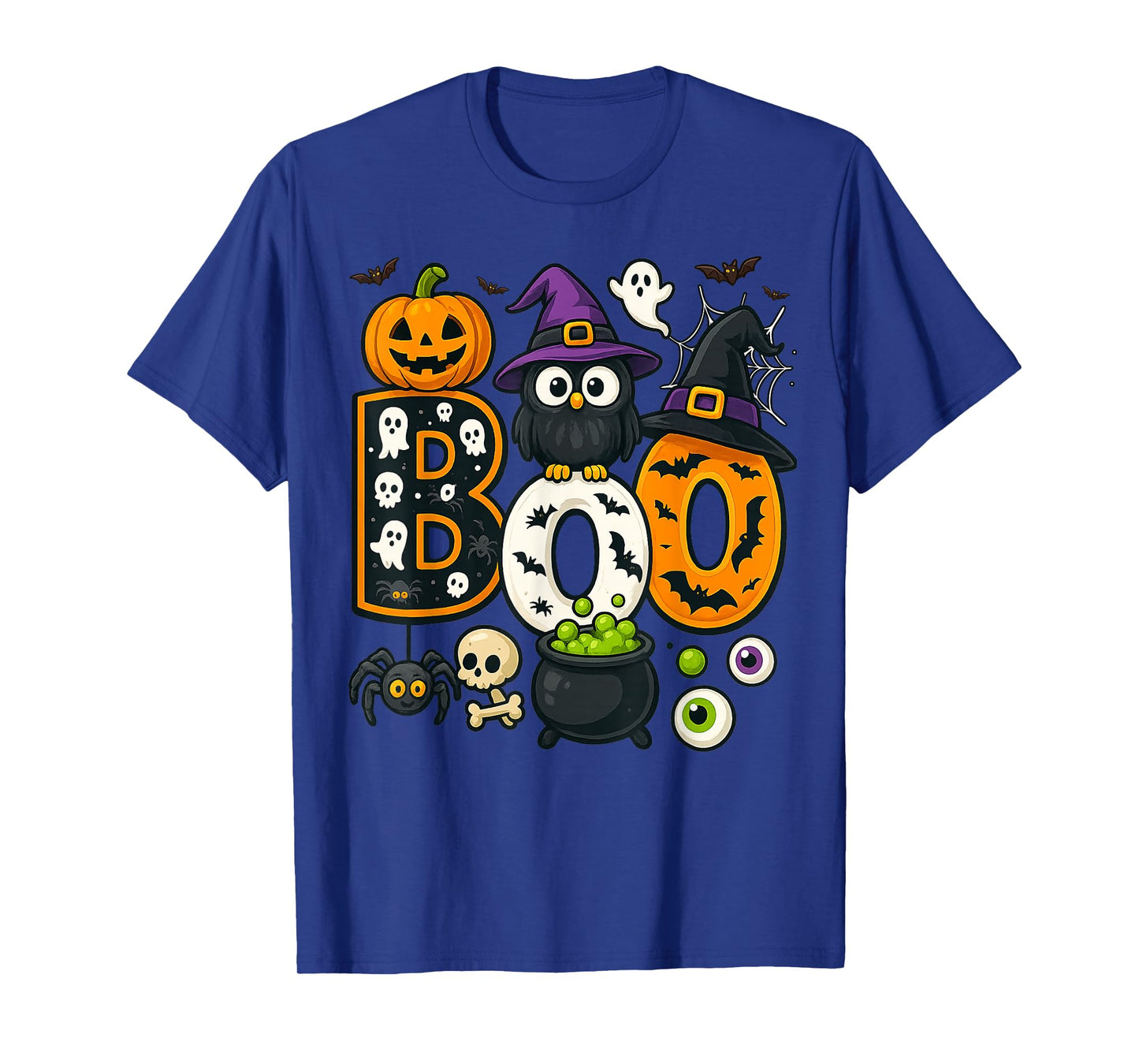 Boo Creepy Owl Pumpkin Ghost Halloween Men Women Kids T-Shirt