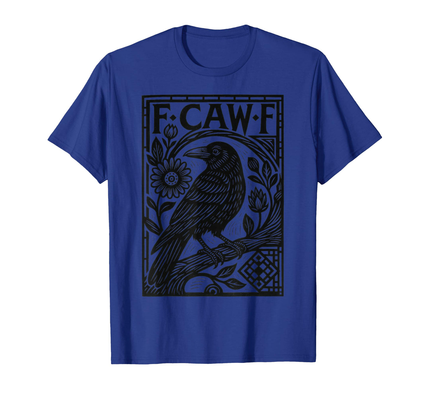 Retro F-Caw-F Black Crow Funny Black Bird Saying Meme Dark T-Shirt