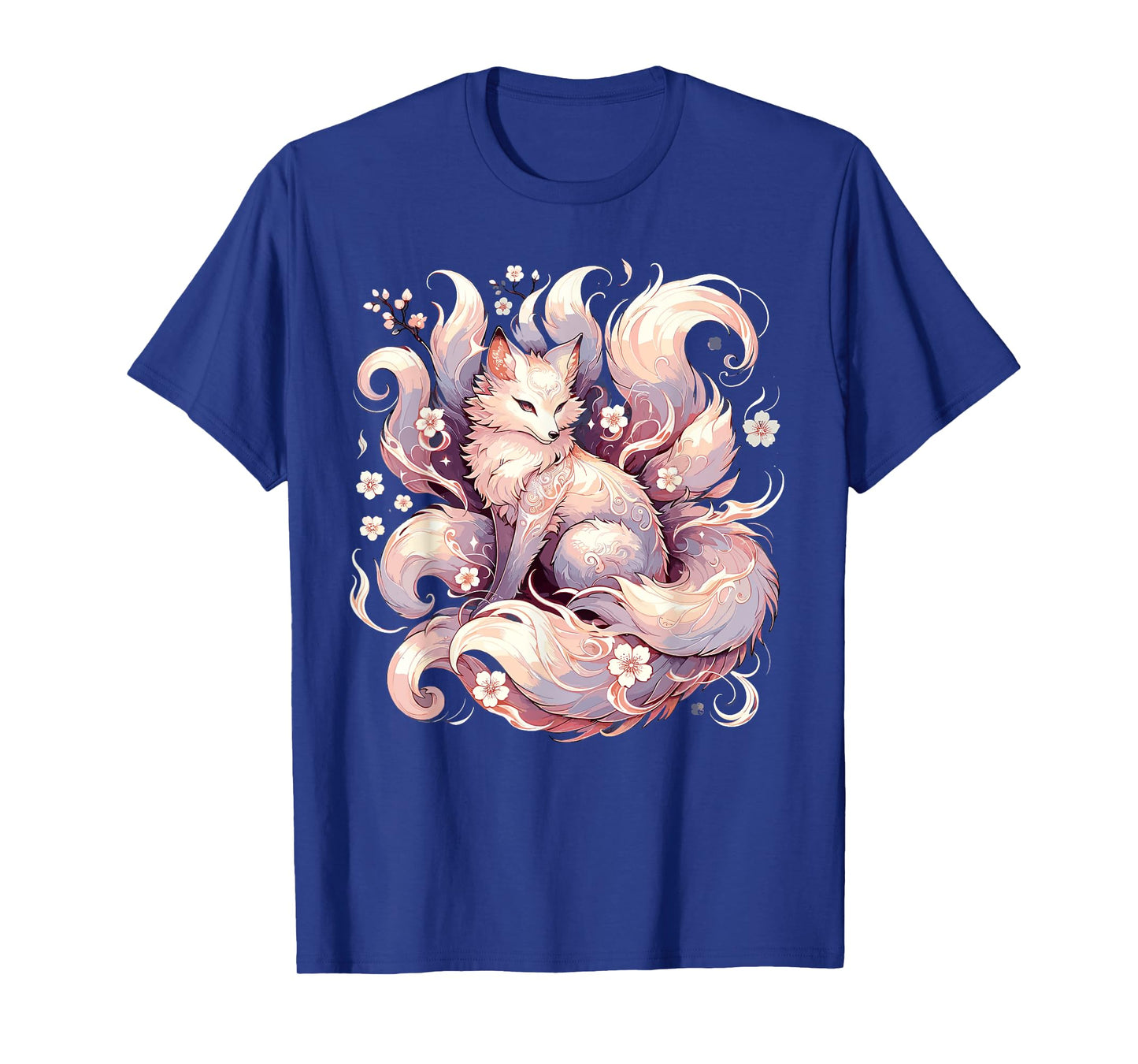 Elegant Kitsune, nine-tailed fox, kyubi Cherry Blossom art T-Shirt