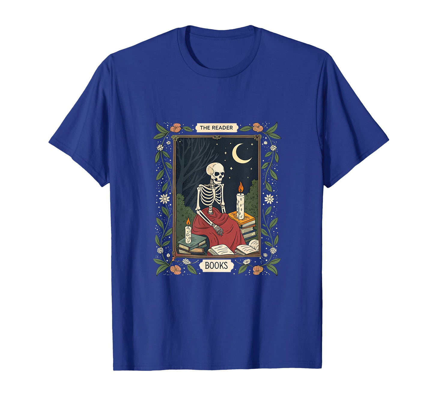Skeleton Reader Tarot Style Book Halloween T-Shirt