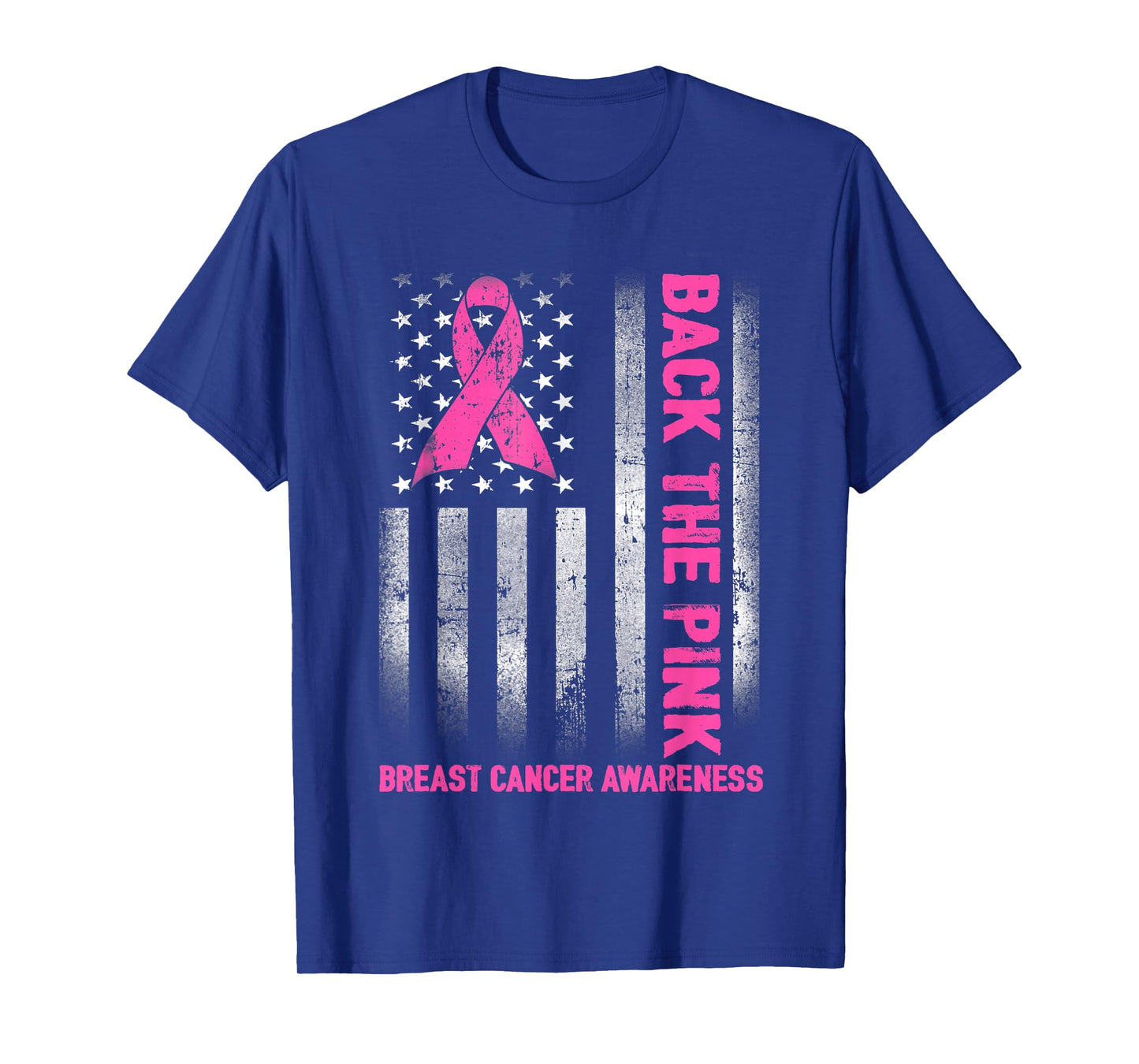 Back The Pink Ribbon American Flag Breast Cancer Awareness T-Shirt