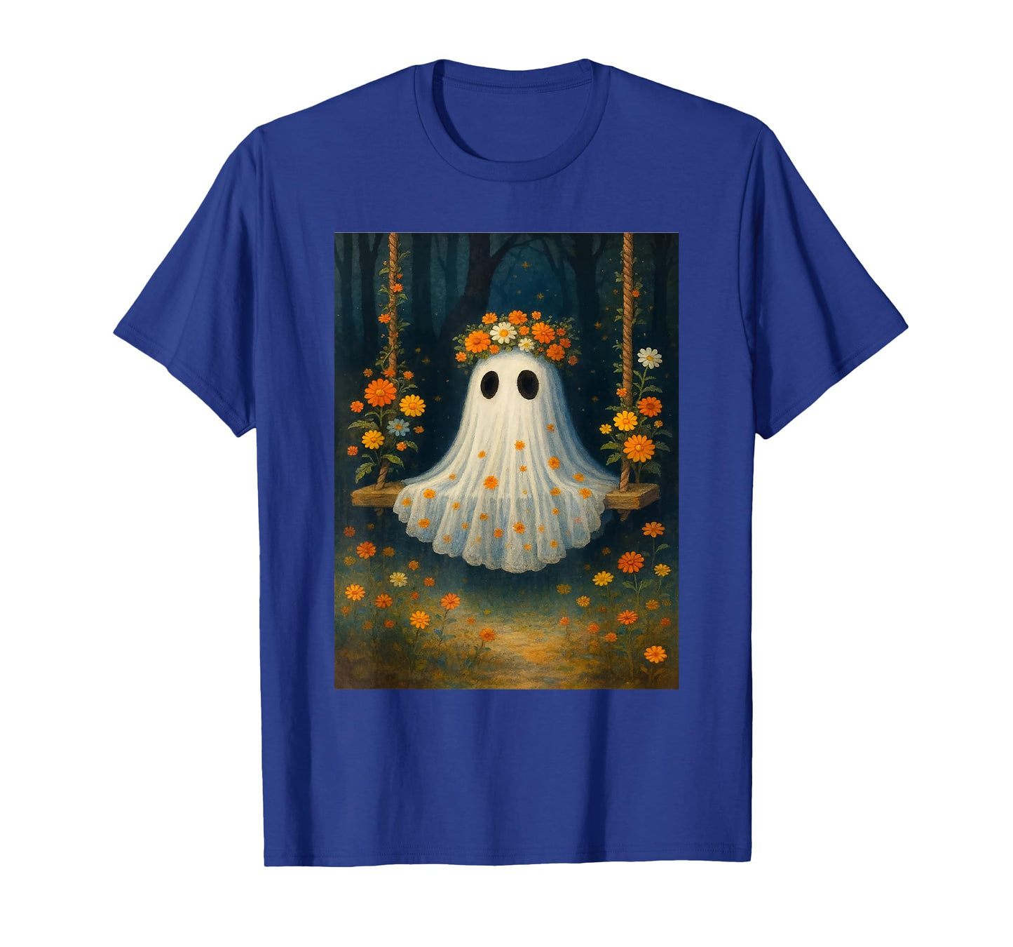 Vintage Floral Ghost Halloween Ghost in The Forest Gothic T-Shirt