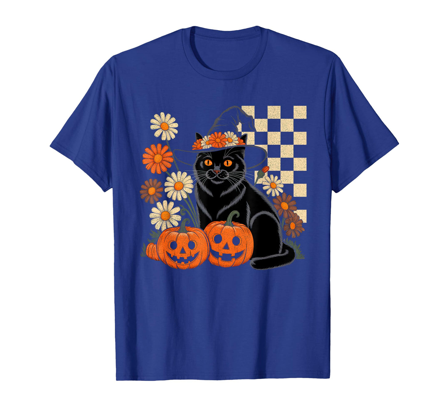 Retro Halloween Black Cat Spooky Halloween Costume Men Women T-Shirt