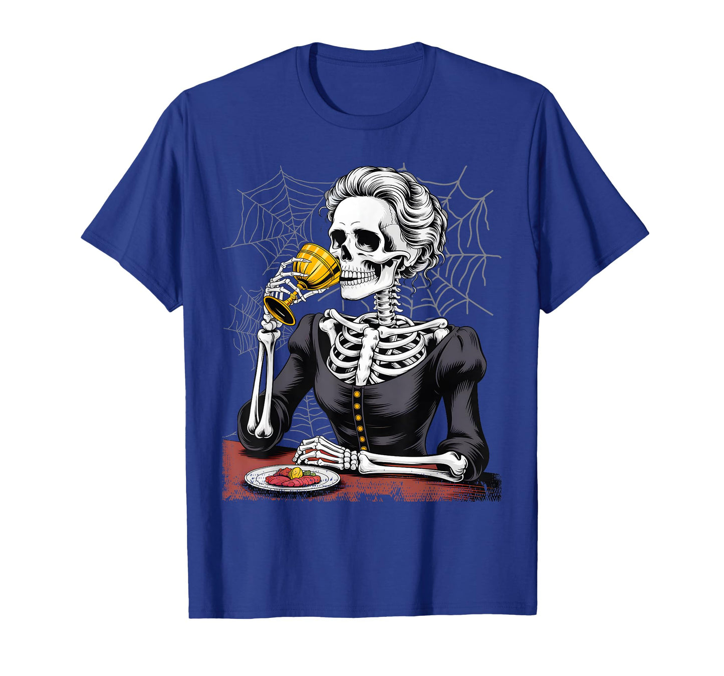 Coffee Drinking Skeleton Lazy DIY Halloween Costume Womens T-Shirt