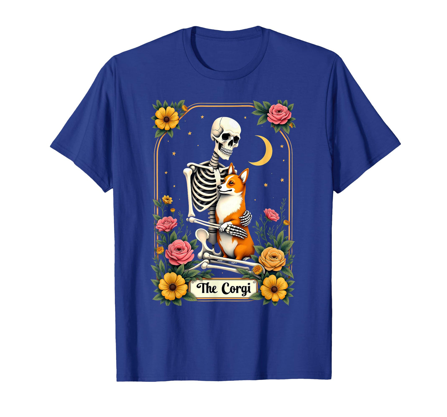 Gothic Tarot Card The Corgi Skeleton Halloween T-Shirt