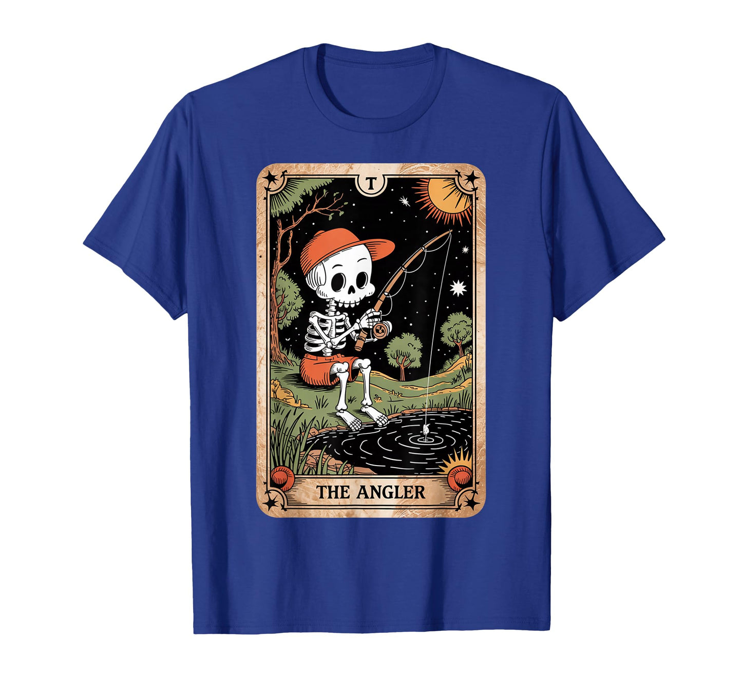 The Angler Skeleton Tarot Card Vintage Funny Fishing Gifts T-Shirt