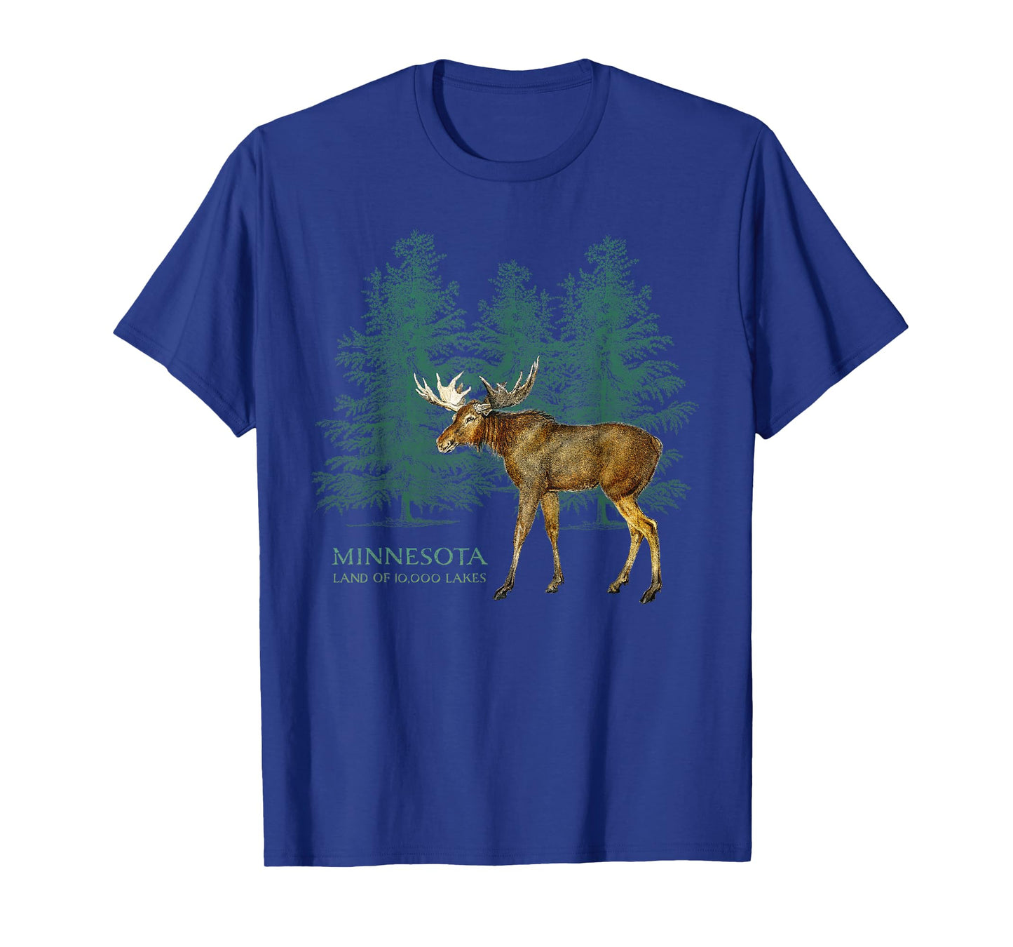 Minnesota Land of 10,000 Lakes Vintage Moose Tree Silhouette T-Shirt
