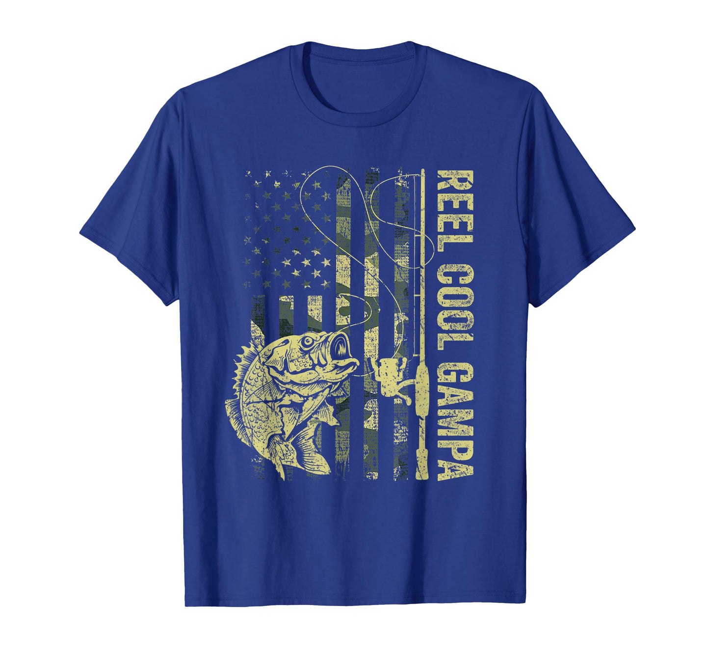 Reel Cool Gampa Camouflage American Flag Fathers Day Men T-Shirt