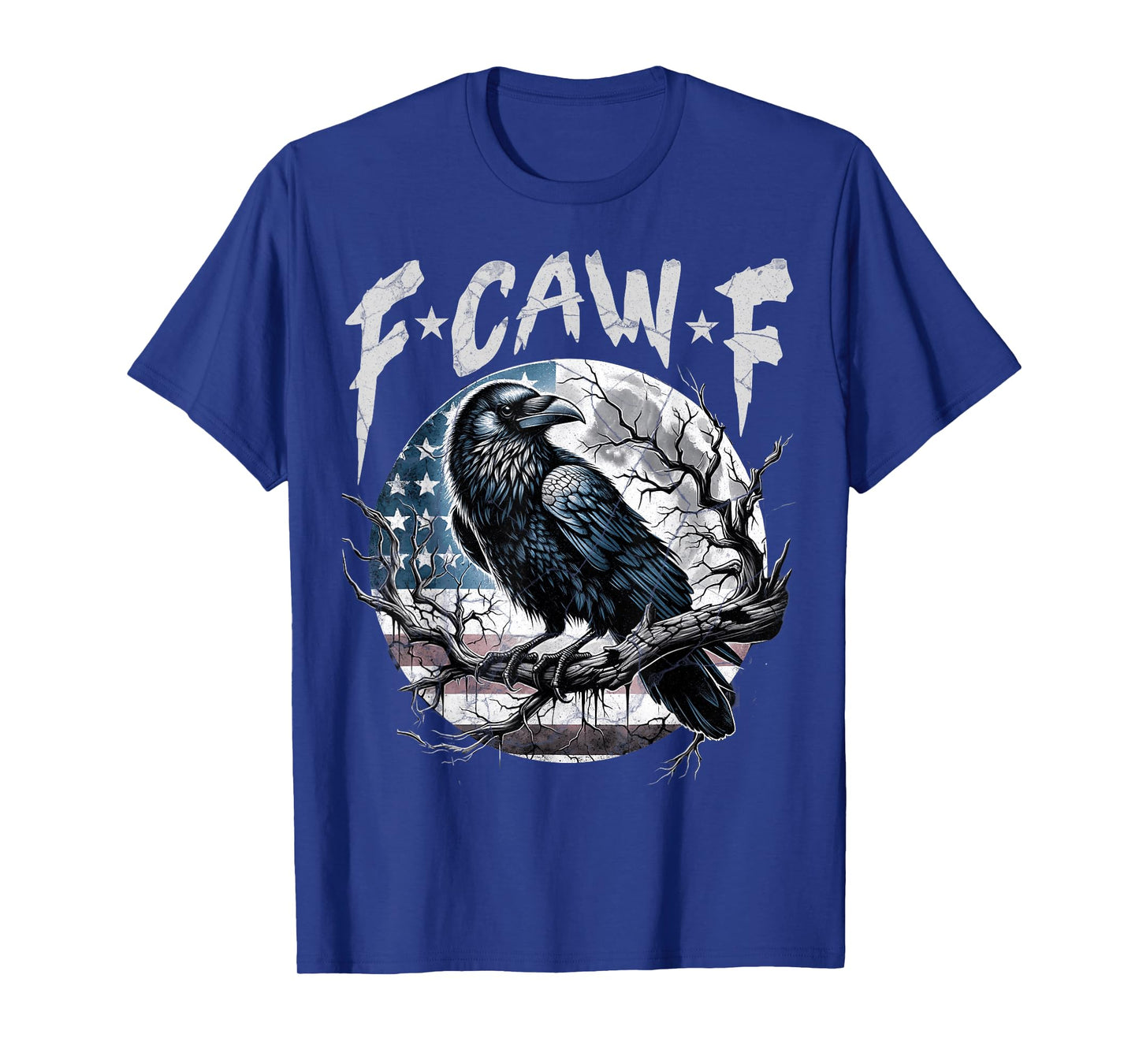 F-Caw-F Black Bird Crow Retro USA Flag Vintage F Caw F T-Shirt