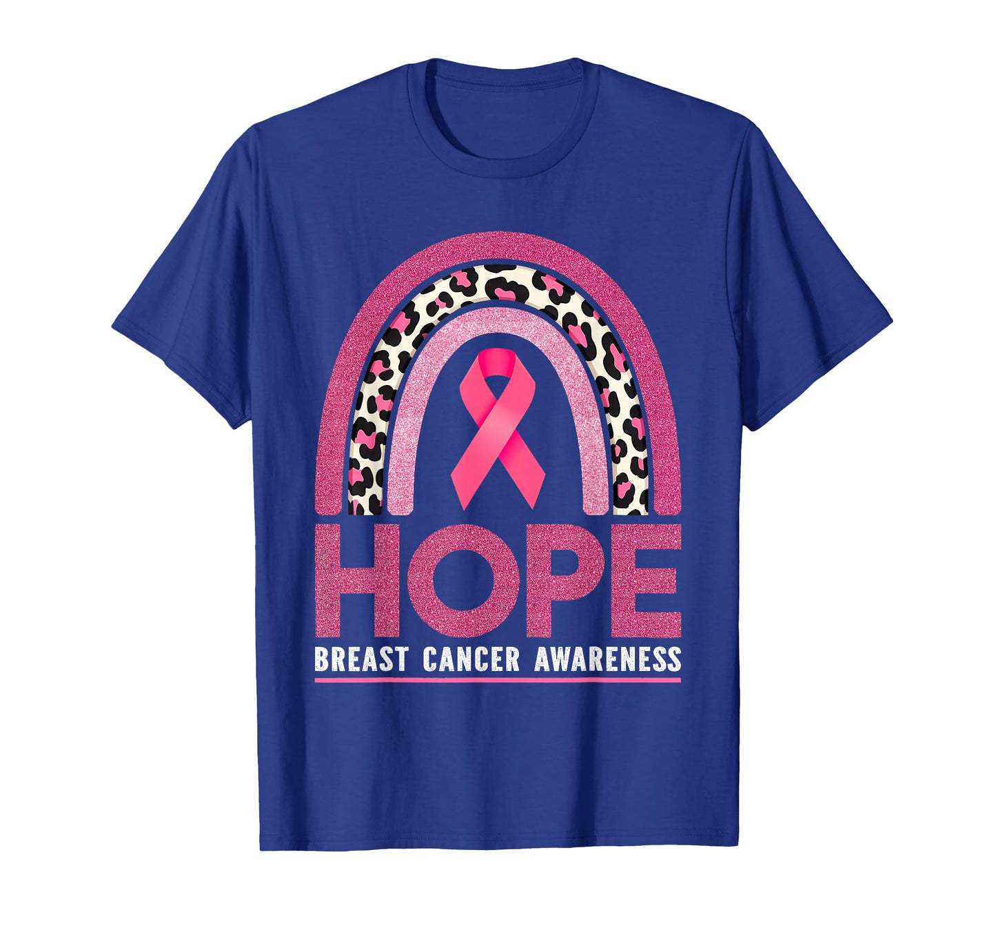 Hope in October We Wear Pink Breast Cancer Leopard Rainbow T-Shirt