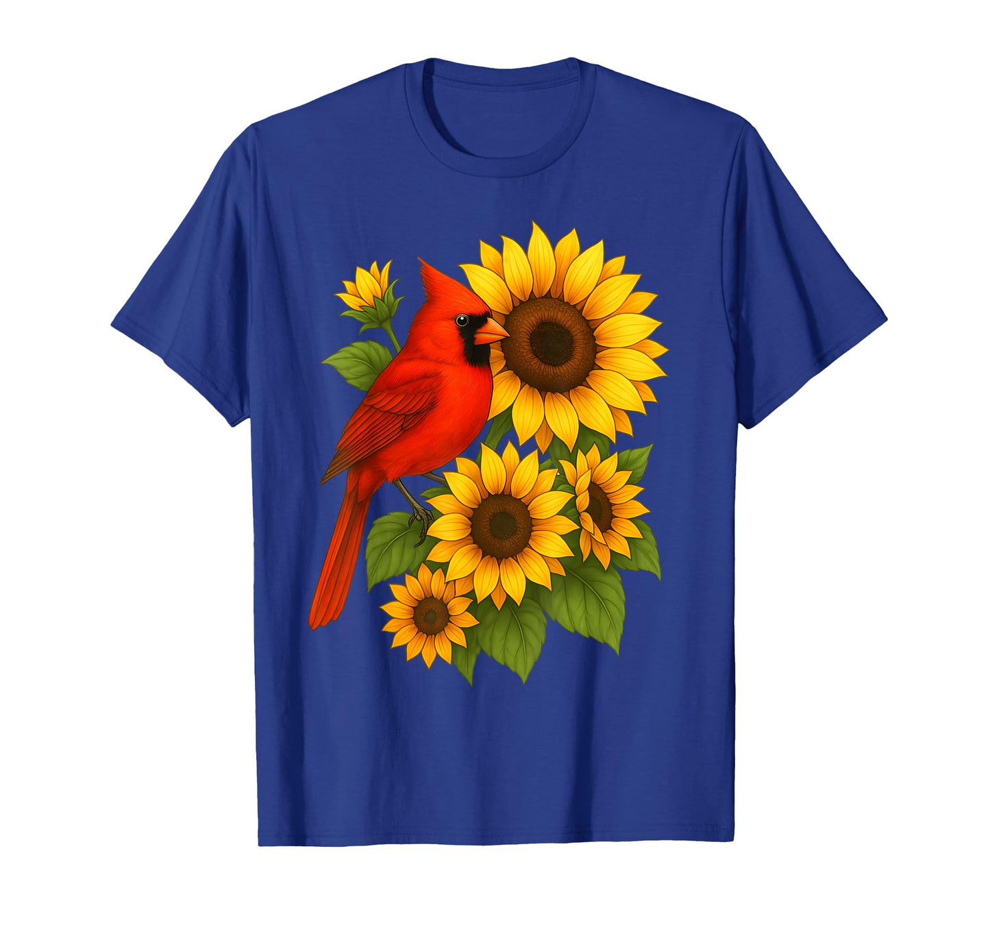 Red Cardinal Bird Sunflower Summer Floral Women T-Shirt