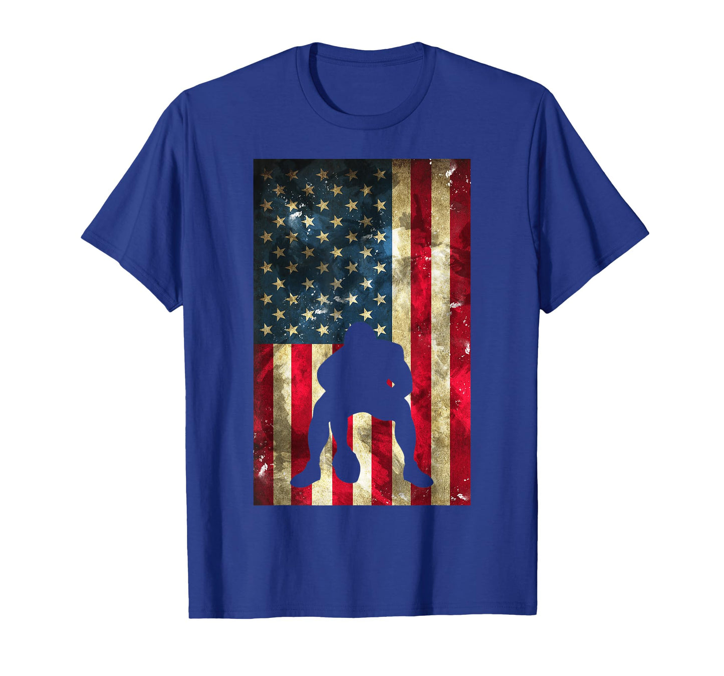 American Football Lineman - Offensive Player On USA Flag T-Shirt