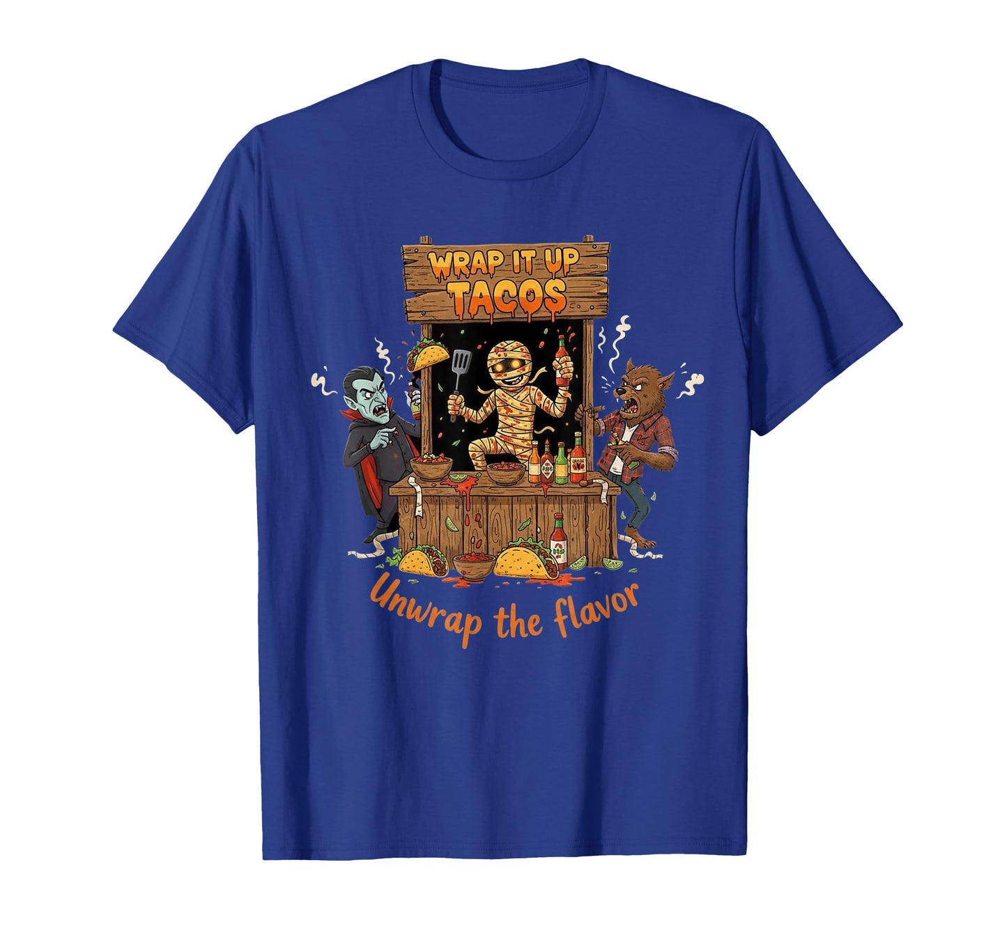 Wrap It Up Tacos Unwrap The Flavor Funny Halloween T-Shirt