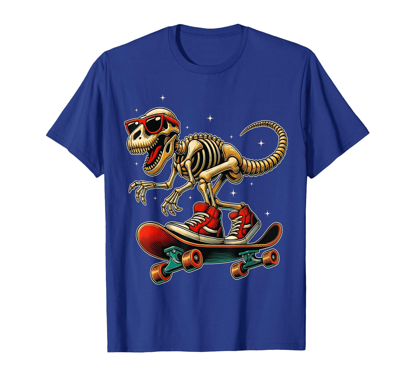 Funny Skater T-Rex Skeleton Cool Dinosaur Skateboarding T-Shirt