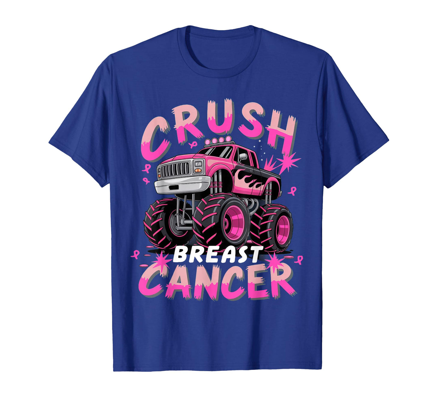 Crush Breast Cancer Monster Truck Girls Boys Pink Awareness T-Shirt