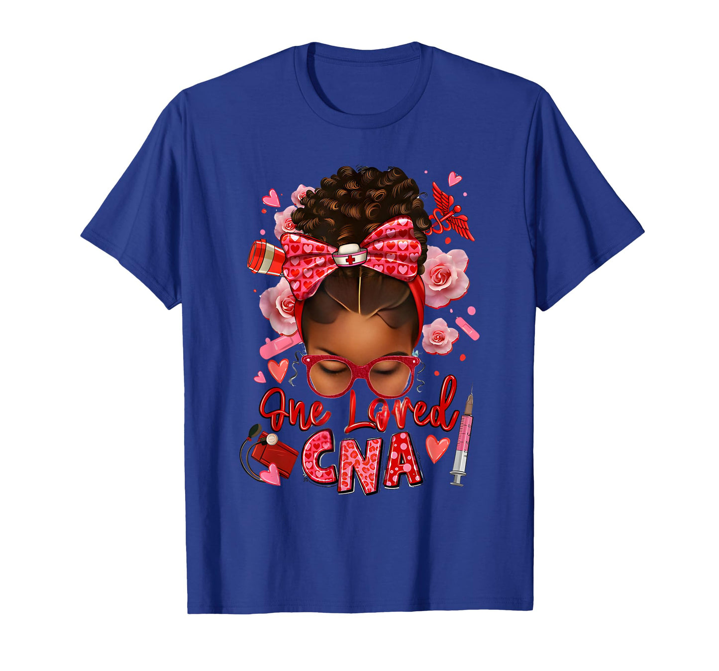 One loved CNA Pink Leopard Afro Messy Bun Womens Tee T-Shirt