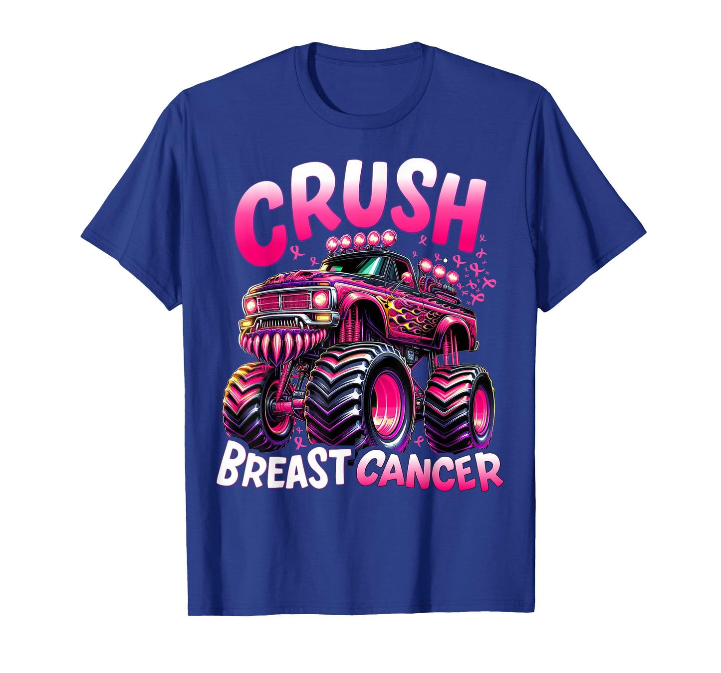 Crush Breast Cancer Monster Truck Girls Boys Pink Awareness T-Shirt