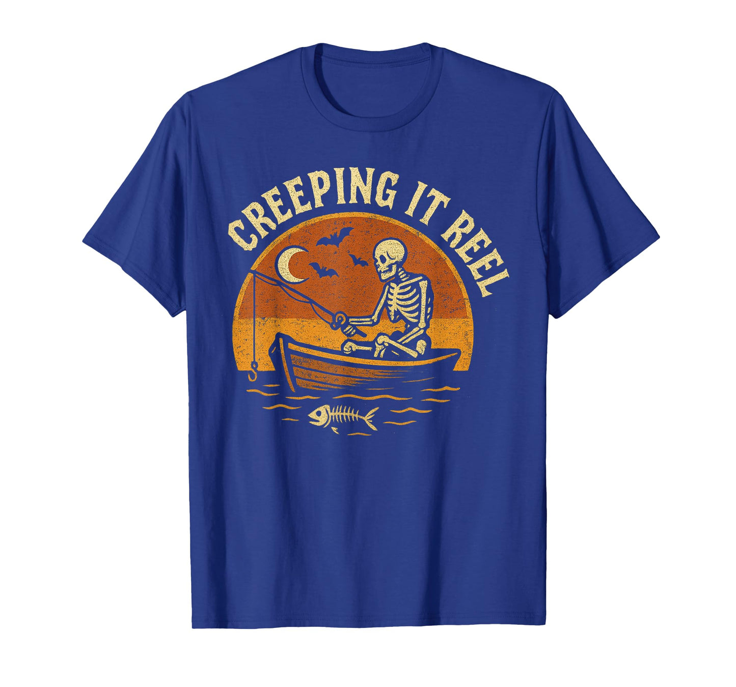 Creeping It Real Skeleton Fishing Halloween Humor T-Shirt
