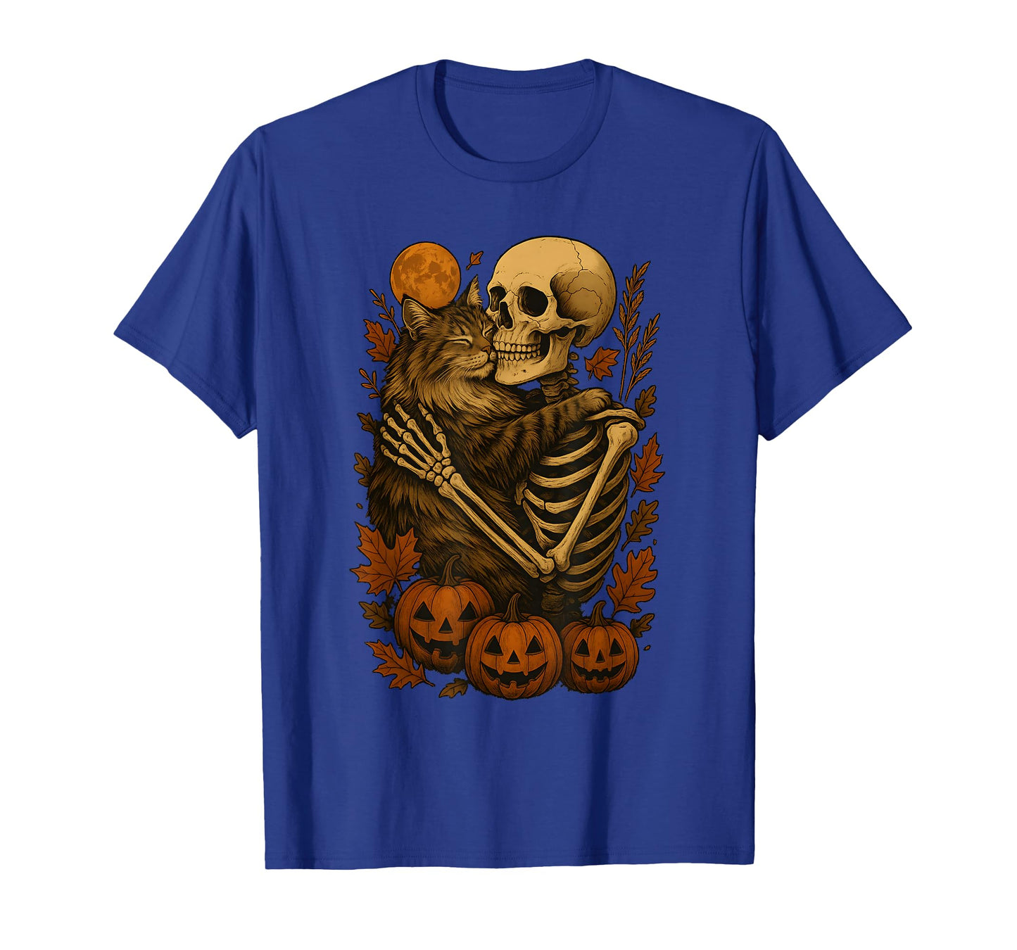 Skeleton Hugging Norwegian Forest Cat T-Shirt
