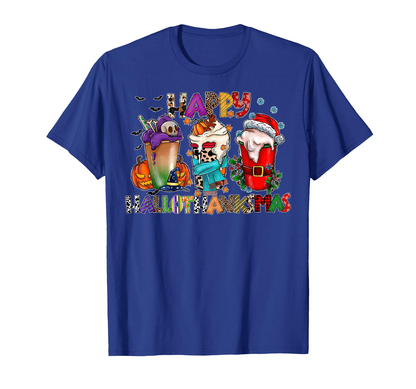 Happy Hallothanksmas Coffee Latte Halloween Thanksgiving T-Shirt