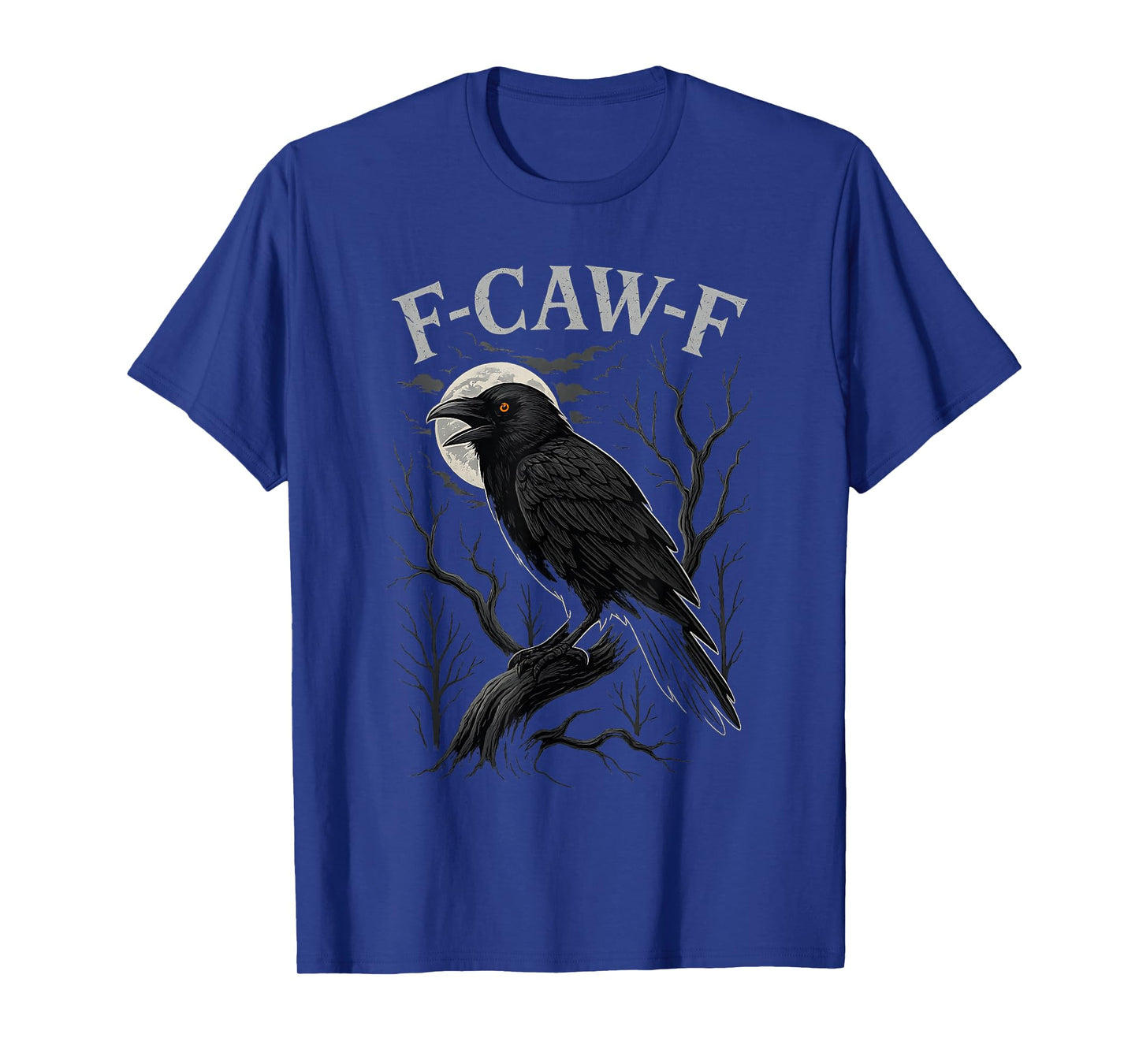Black Horror Raven Crow F-Caw-F with Full Moon & Gothic T-Shirt