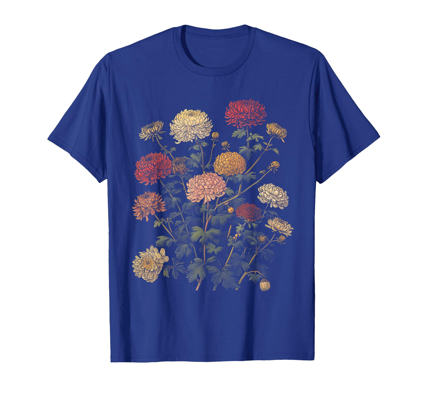 Vintage Botanical Chrysanthemum Flower Girl Floral Plant Mom T-Shirt