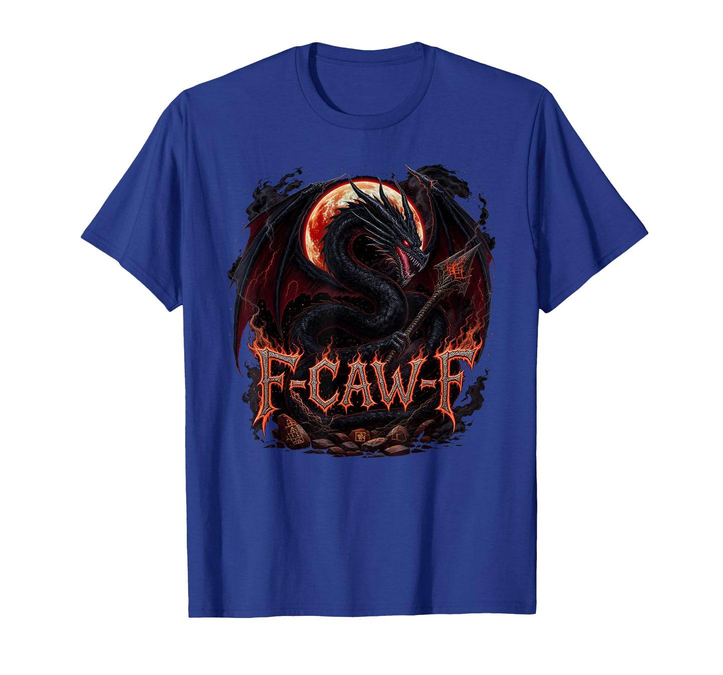 F-CAW-F Fire Dragon Red Moon Dark Fantasy Mythical T-Shirt