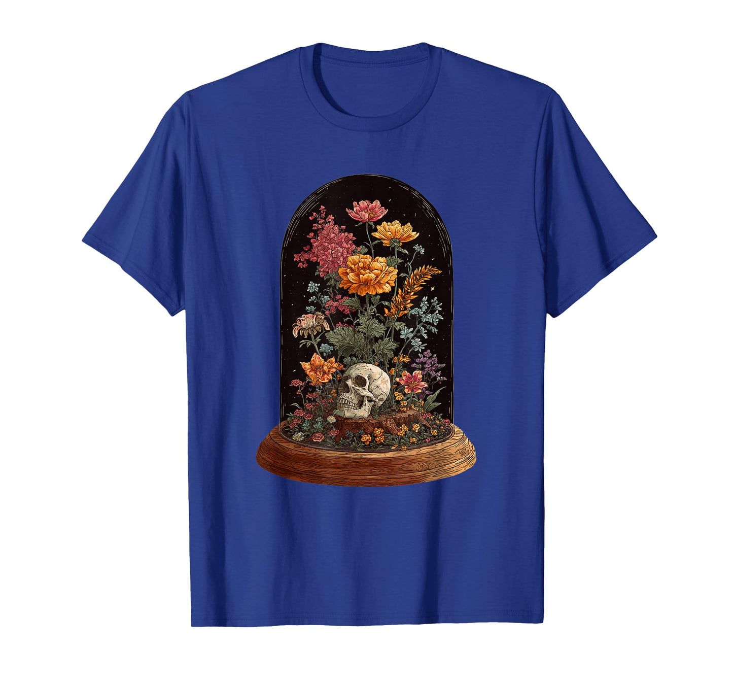 Spooky Gothic Terrarium with Skull and Flowers T-Shirt