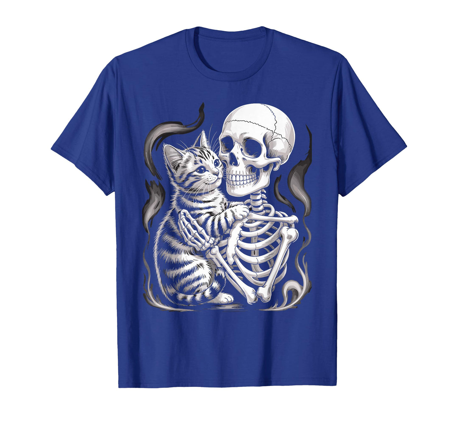 Skeleton Hugging Cat Halloween Cat Lover Cat Mom Dad T-Shirt