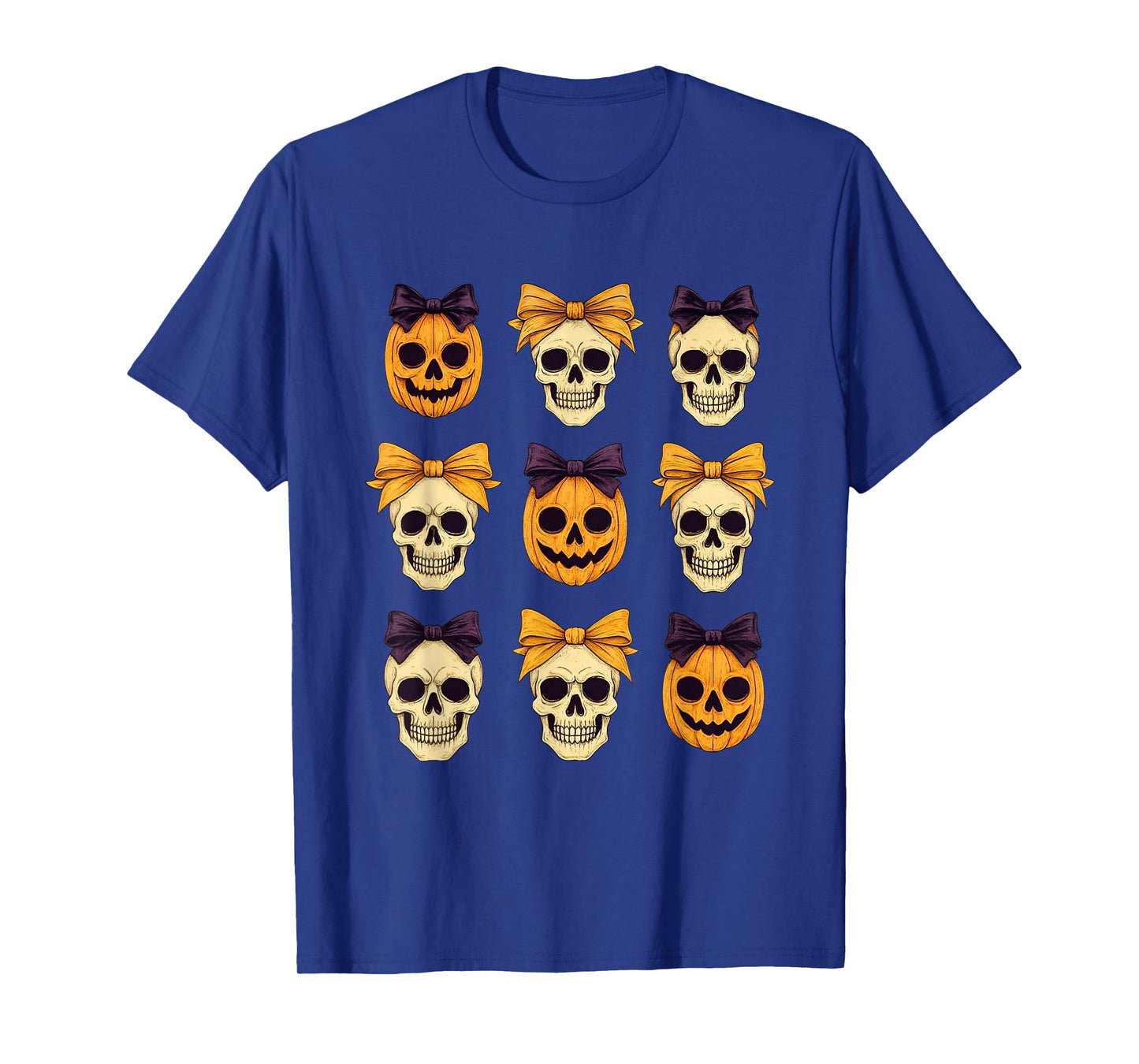 Funny Vintage Halloween Coquette Bow Pumpkin Ghost Skeleton T-Shirt