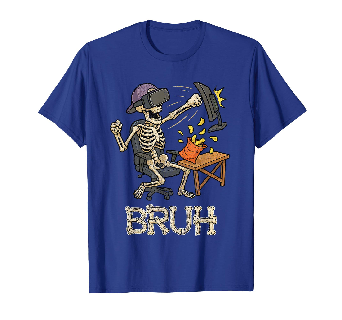 Funny Gamer Skeleton Gamer Teen Boys Video Gaming Bruh T-Shirt