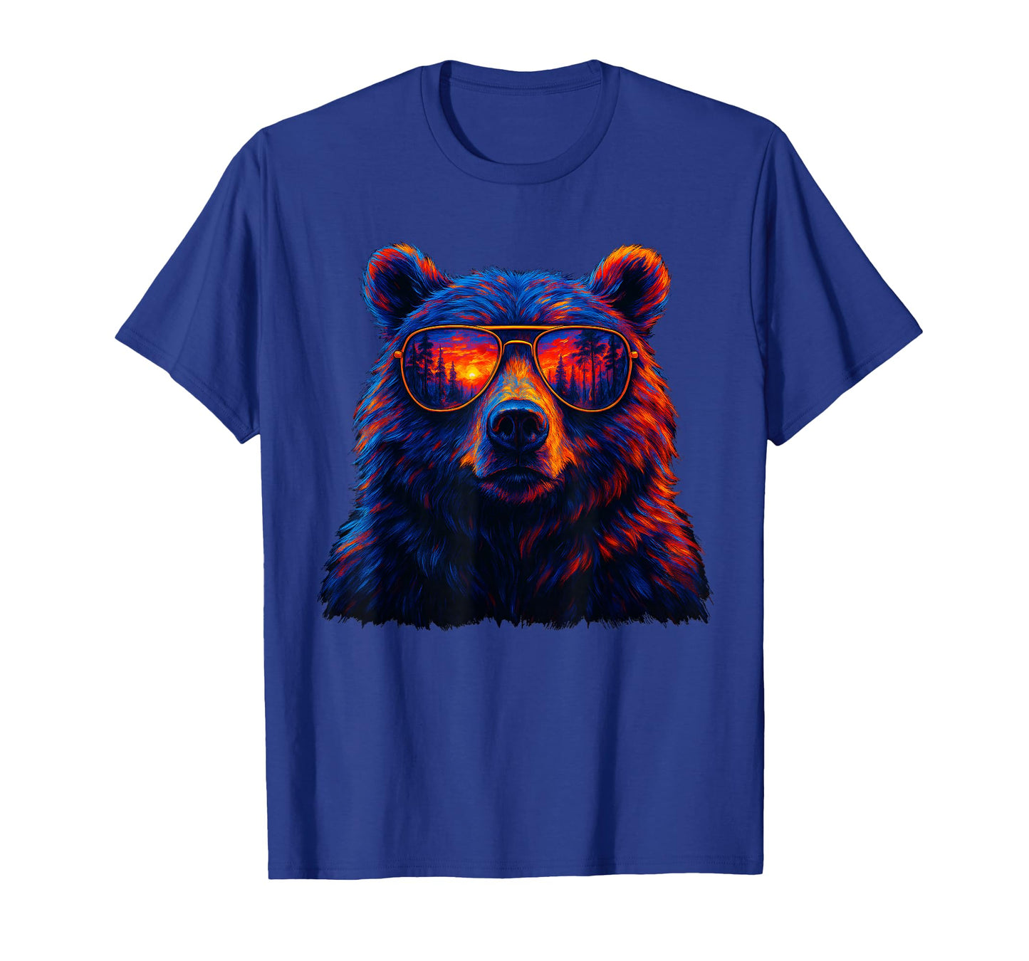 Bear Wearing Sunglasses Wildlife Animal Lover Forest Sunset T-Shirt