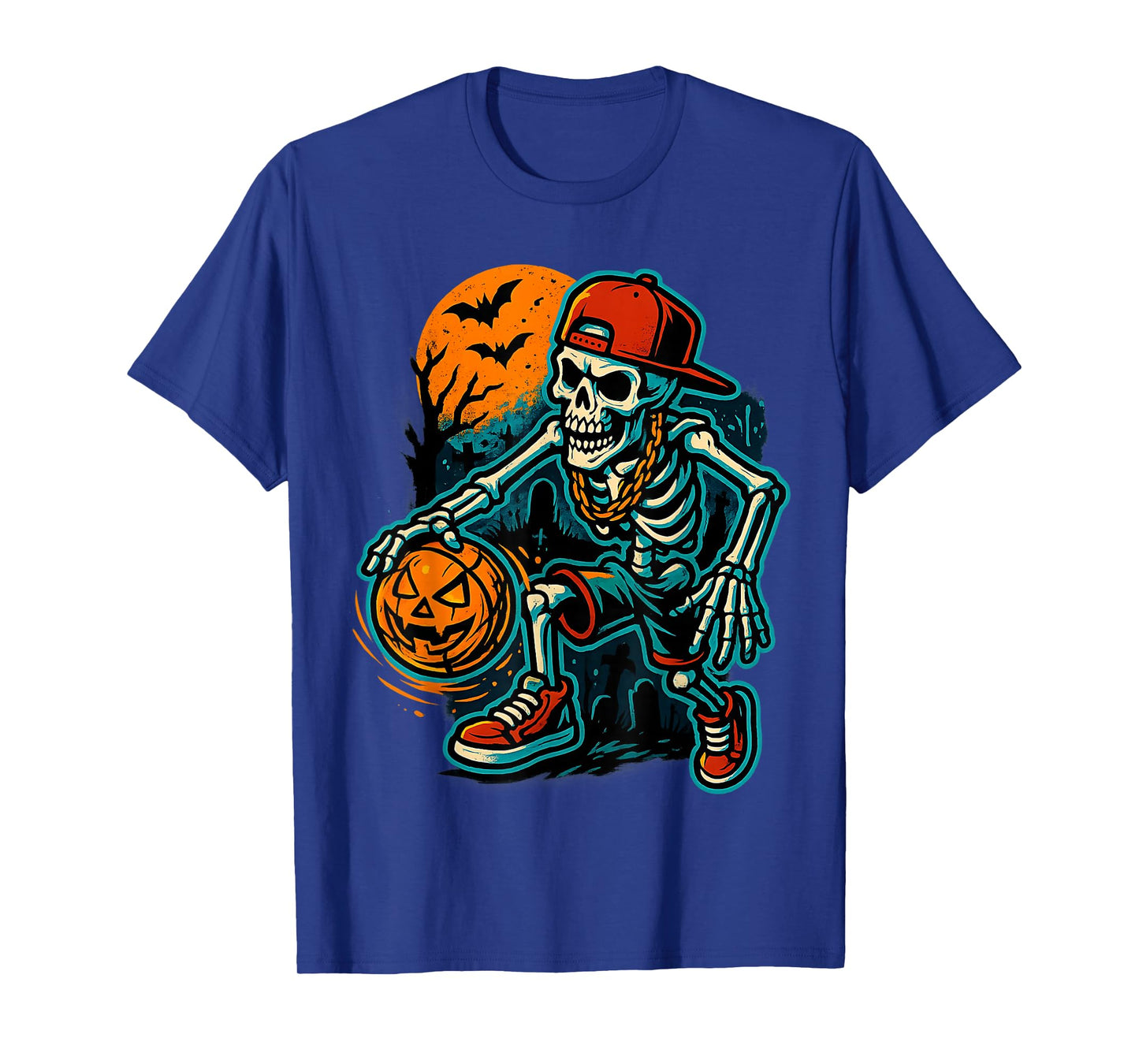 Skeleton Basketball Halloween Street Sport Creepy Court T-Shirt