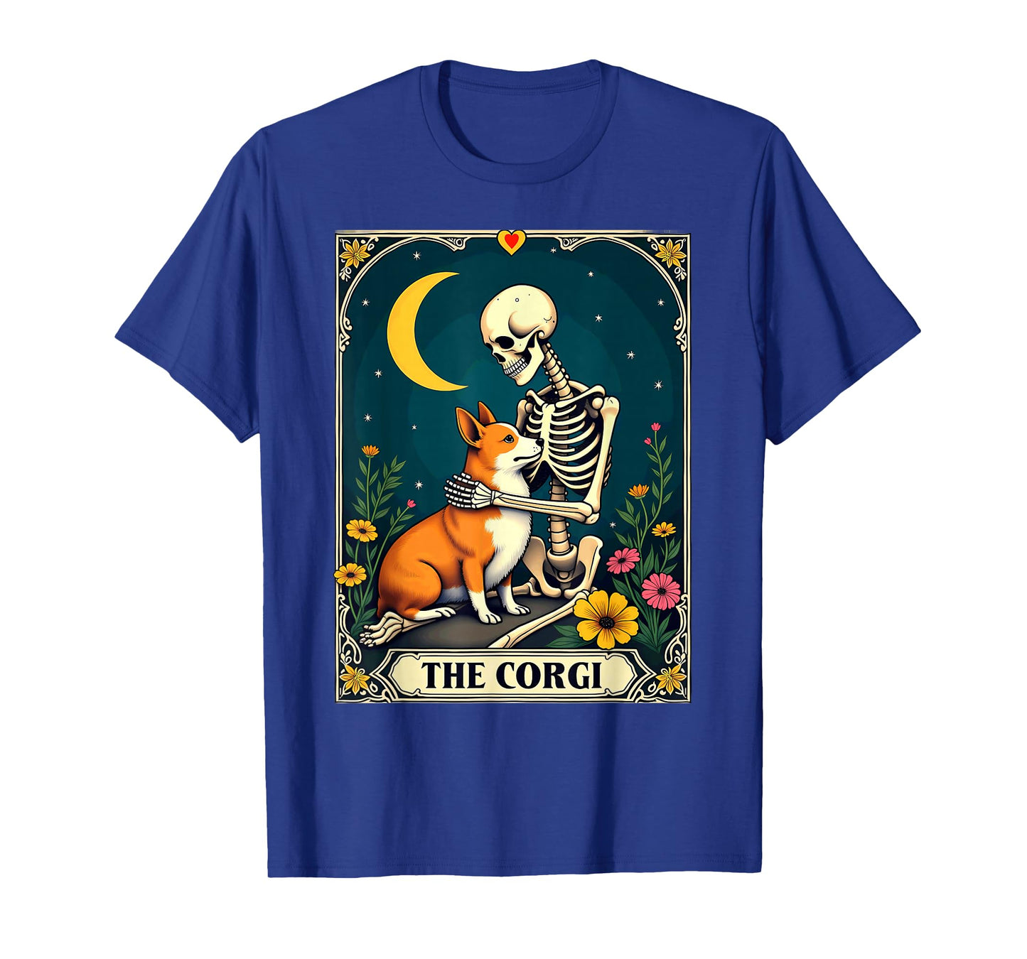 Gothic Tarot Card The Corgi Skeleton Halloween T-Shirt