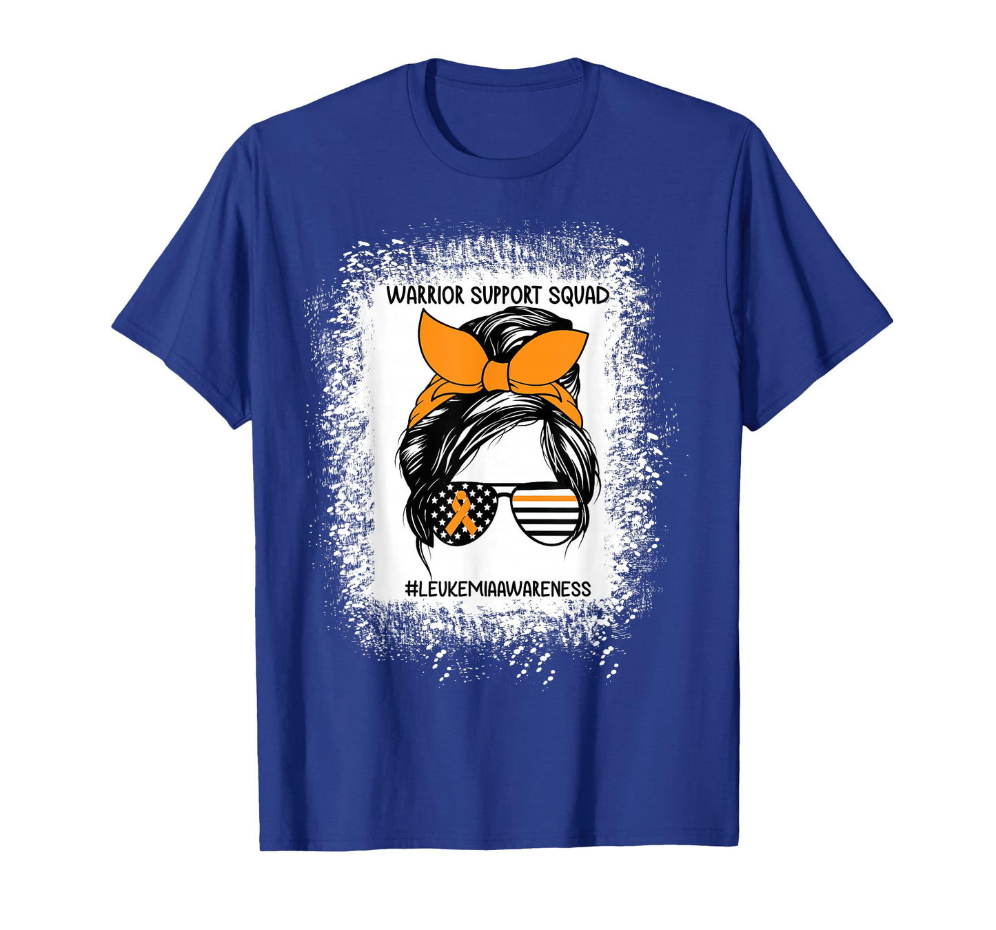 Leukemia Awareness Warrior Support Squad Messy Bun Sunglass T-Shirt