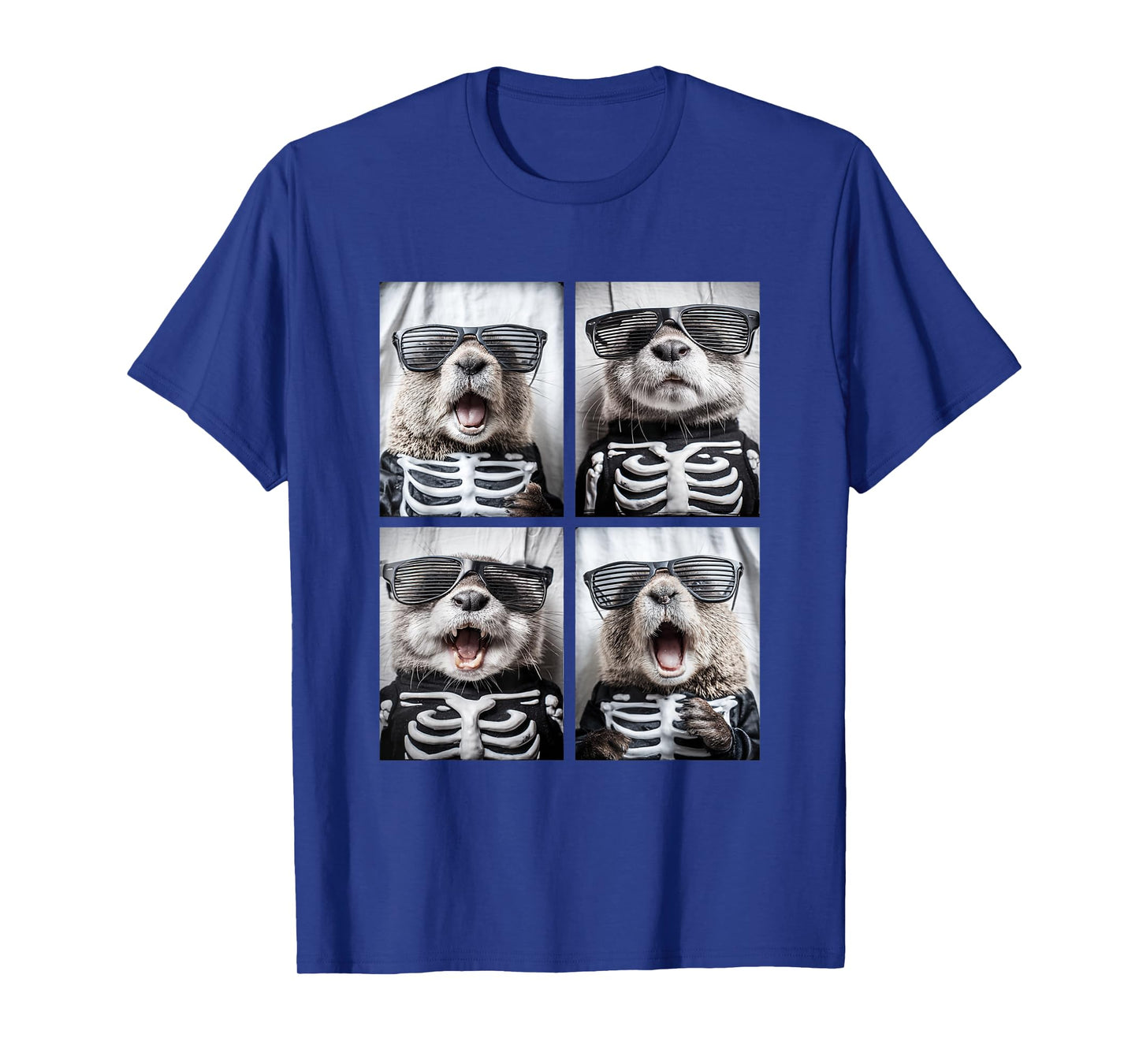 Cute Beaver with Sunglasses Skeleton Costume Funny Halloween T-Shirt