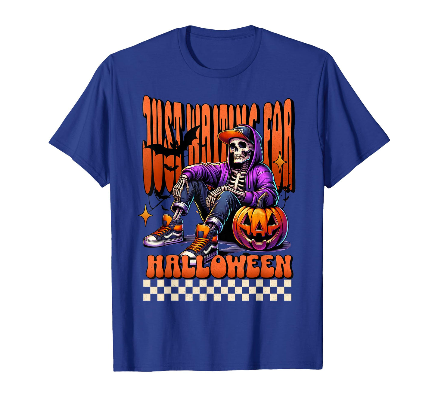 Just Waiting for Halloween Spooky Summer Skeleton Men Women T-Shirt