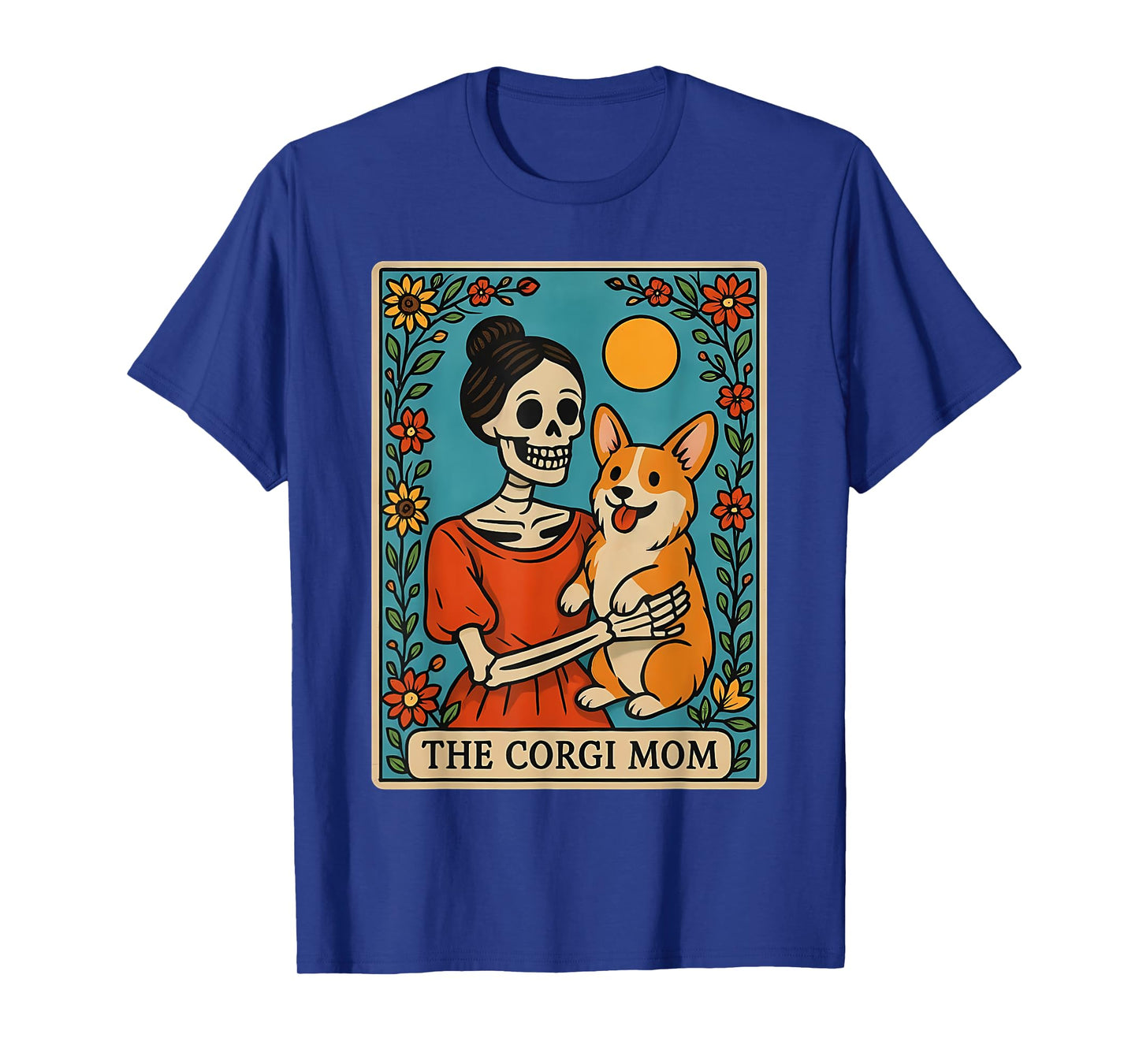 Retro Funny The Corgi Mom Skeleton Halloween Costume Mama T-Shirt