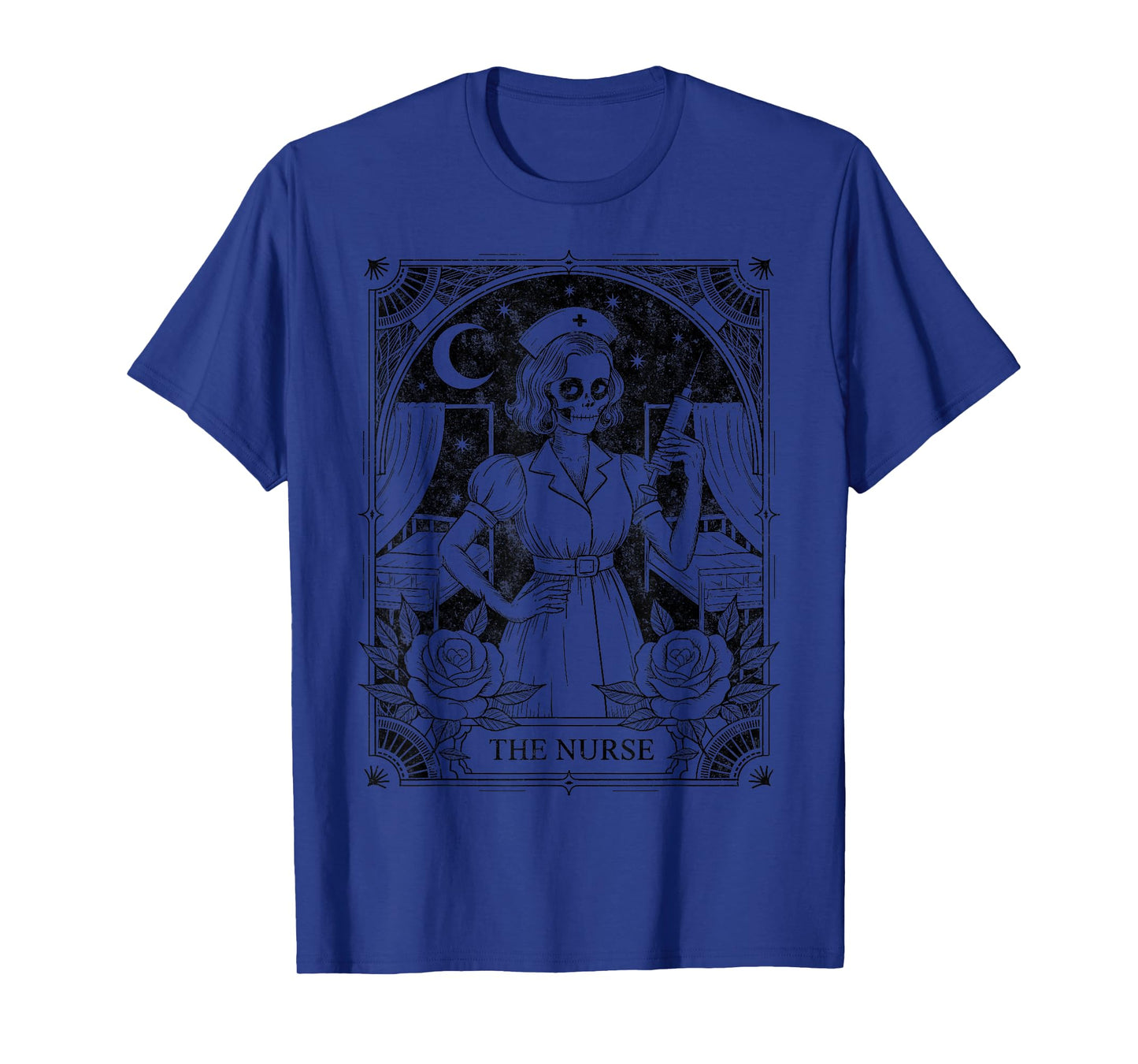 Funny Vintage Tarot Cart The Nurse Skeleton Nursing Medicine T-Shirt