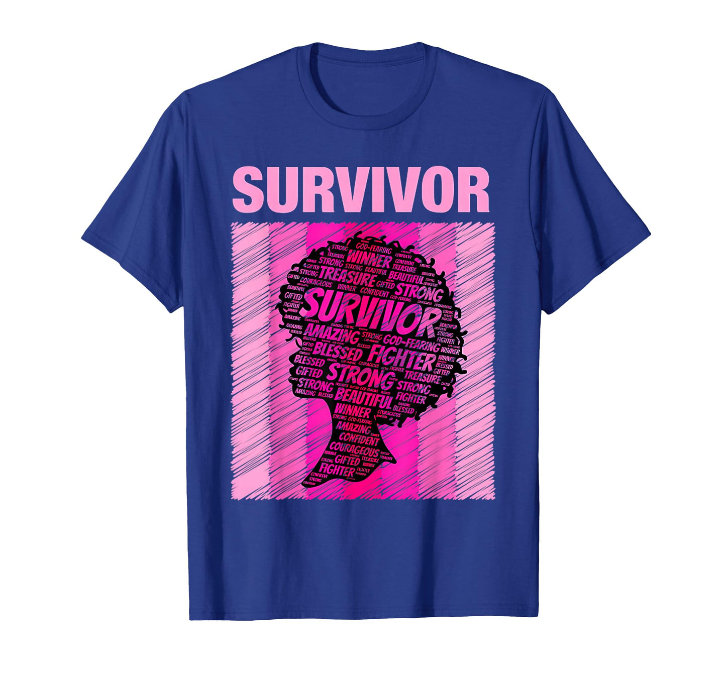 Breast Cancer Survivor African American Woman Pink Afro T-Shirt