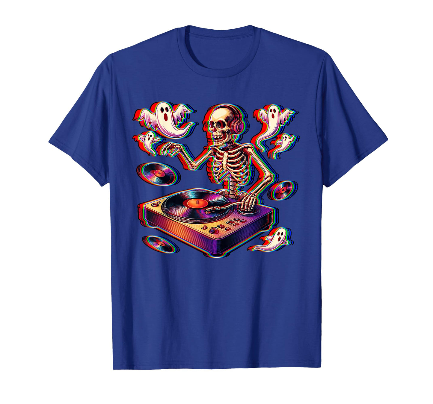 Skeleton House Music Ghost Optical Illusion EDM Halloween DJ T-Shirt
