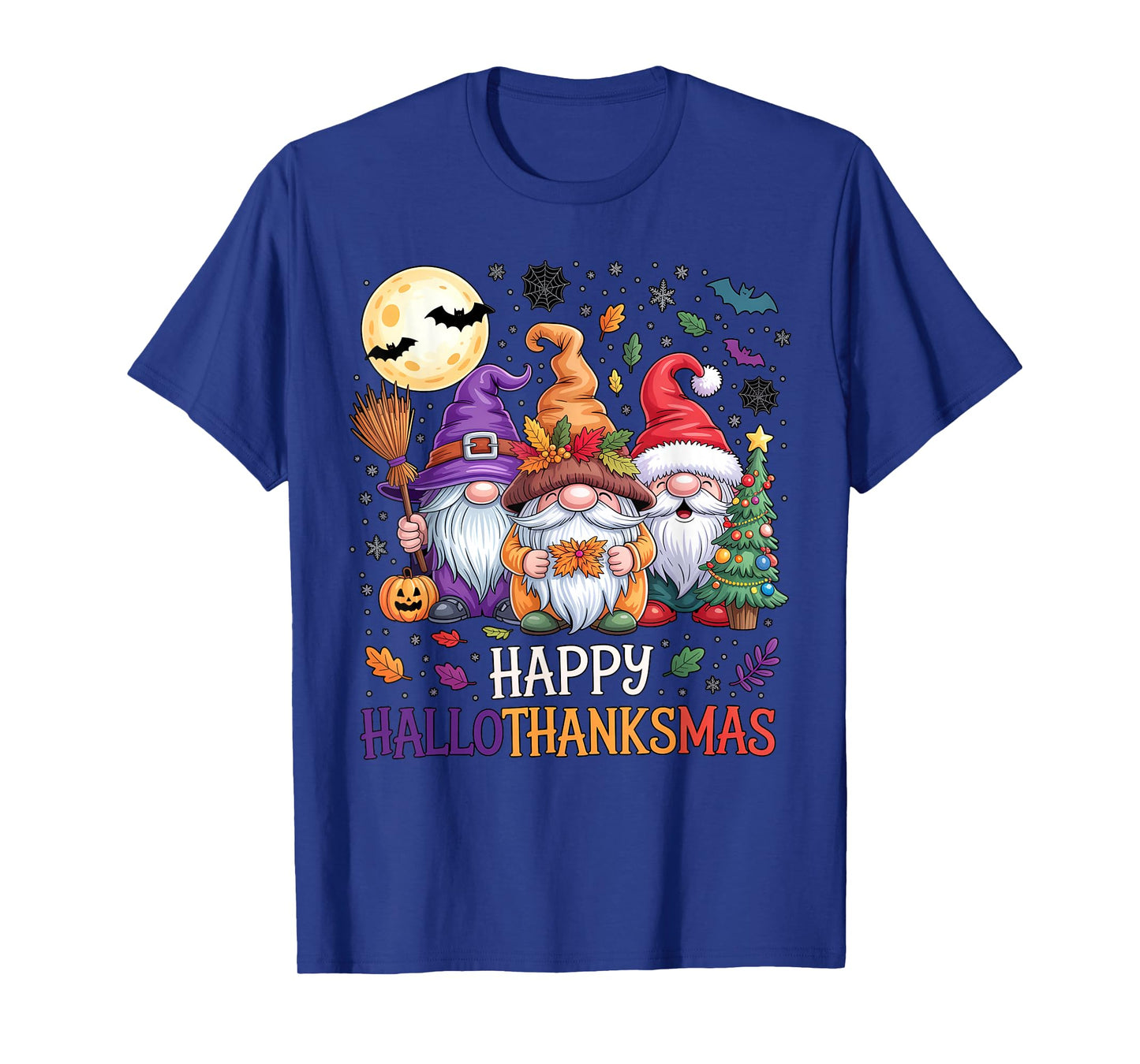 Halloween Thanksgiving Christmas Happy HalloThanksMas Gnomes T-Shirt