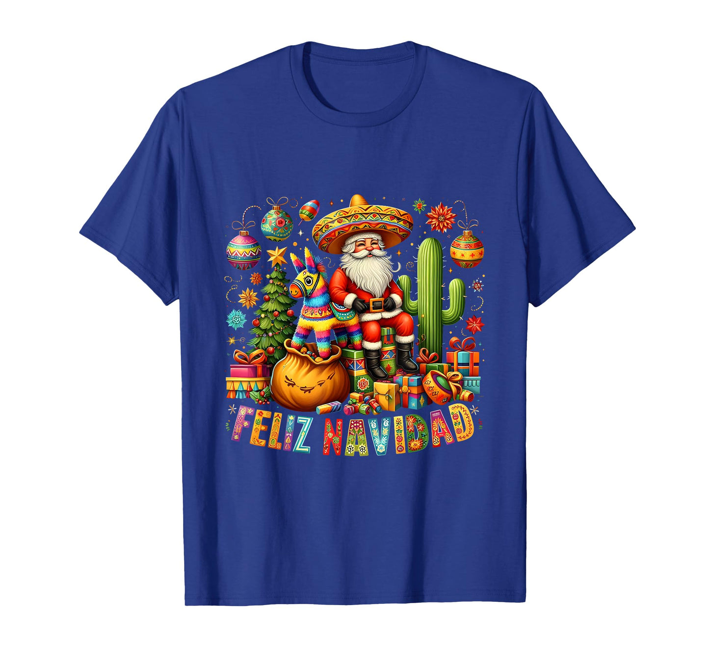 Feliz Navidad Mexican Funny Christmas Santa Festive Graphic T-Shirt