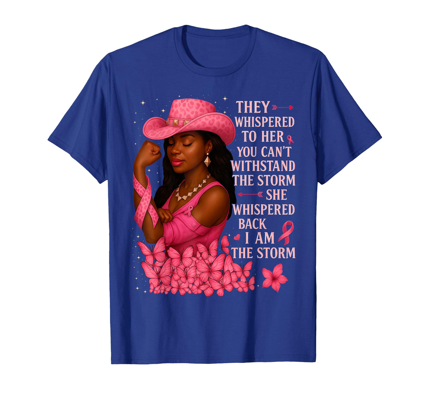 HUGvyn Breast Cancer Awareness: Women Black Cowgirl Western T-Shirt