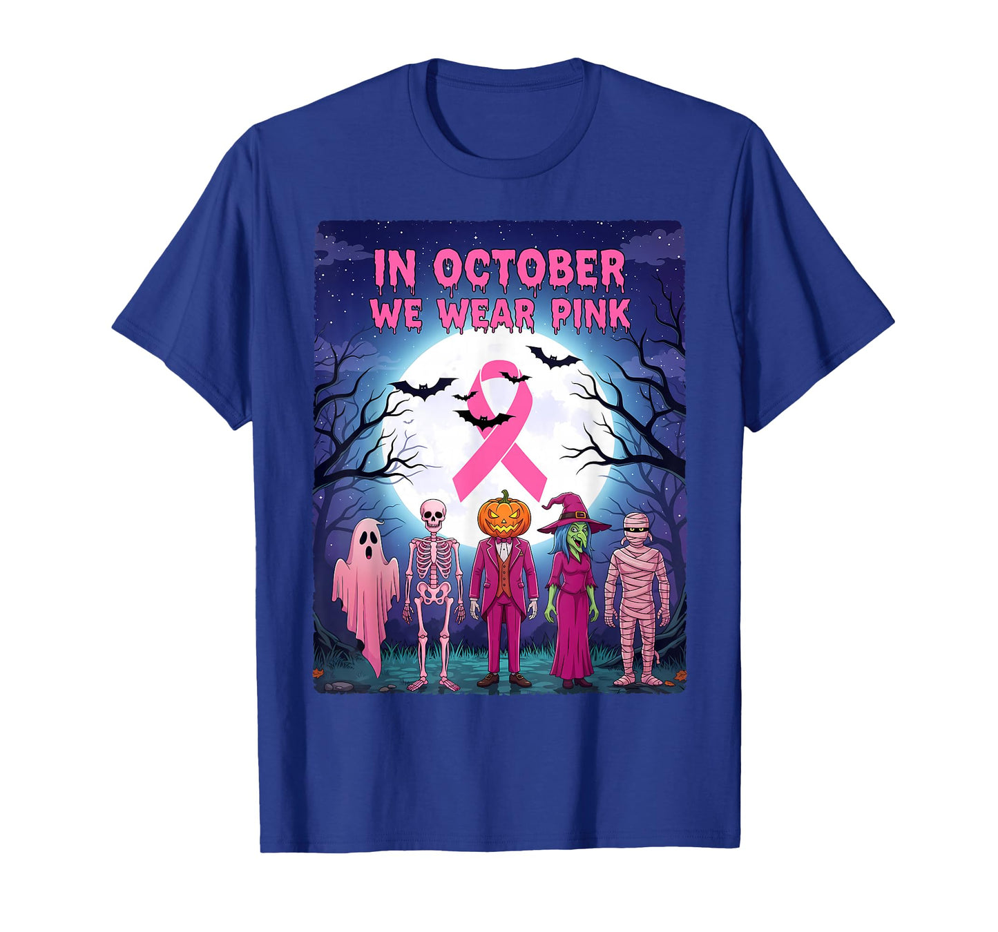 Halloween in October We Wear Pink Breast Cancer Awareness T-Shirt